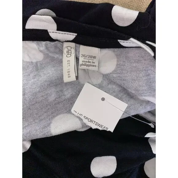 NWT Women’s size 26/28W Cato Black White Polkadot Soft 3/4 Sleeve Top - Picture 10 of 10